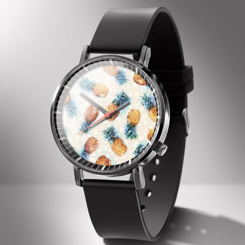 Mode Pineapple Print Watch Summer Fruit Alloy Pvc Casual Lady Quartz Watch