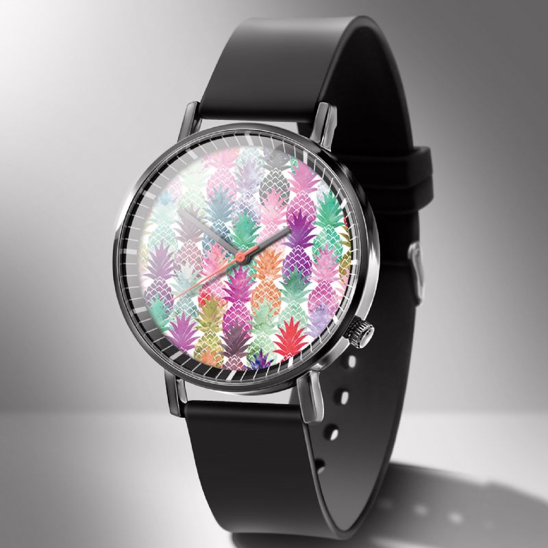 Mode Pineapple Print Watch Summer Fruit Alloy Pvc Casual Lady Quartz Watch