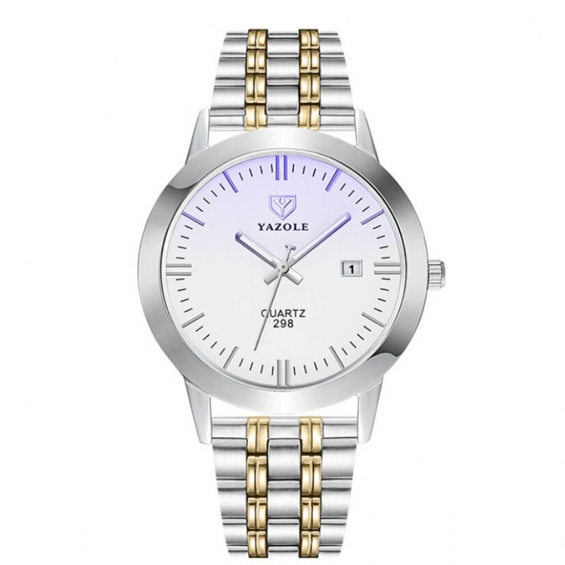 Modekalender Vintage Vattentät Män Rostfritt Stål Armband Quartz Watch