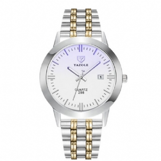 Modekalender Vintage Vattentät Män Rostfritt Stål Armband Quartz Watch