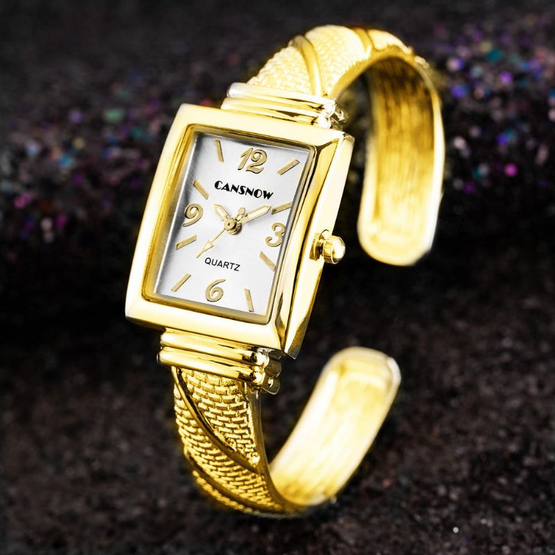 Modestil Damarmbandsklocka Rostfritt Stålband Kvartsklocka