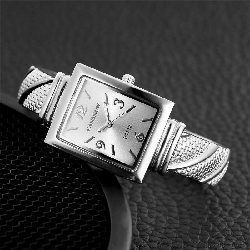Modestil Damarmbandsklocka Rostfritt Stålband Kvartsklocka
