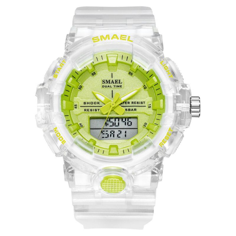 Sport Män Digital Klocka Dubbel Tid Datum Vecka Display Chronograph 5atm Vattentät Utomhus Dual Display Watch