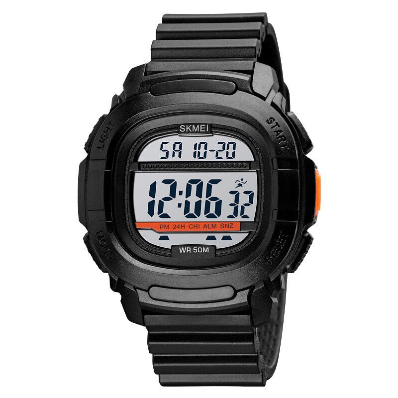 Sport Män Klocka Datum Vecka Display 5atm Vattentät Stoppur Countdown Led Light Outdoor Digital Watch