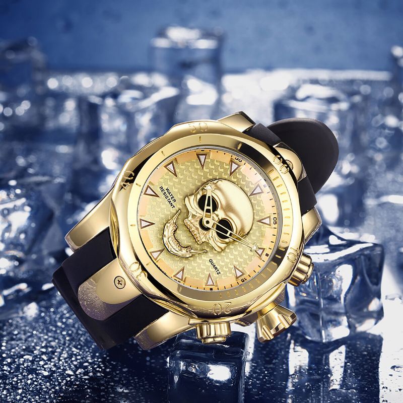 Stor Urtavla Herr Business Watch Ghost Head Skull Urtavla Silikonband Vattentät Quartz Watch
