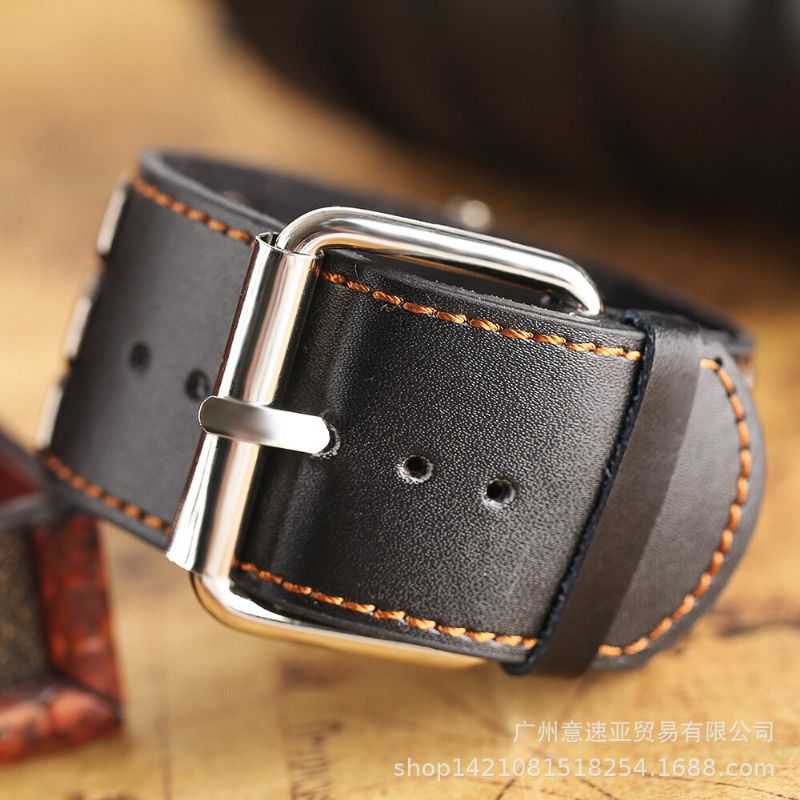 Vintage Square Dial Herrklocka Hollow Skull Leather Quartz Watch