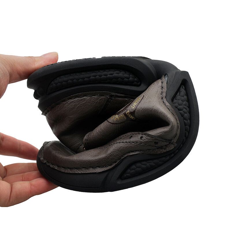 Herr Brogue Front Zip Mjuk Sula Casual Skor I Äkta Läder