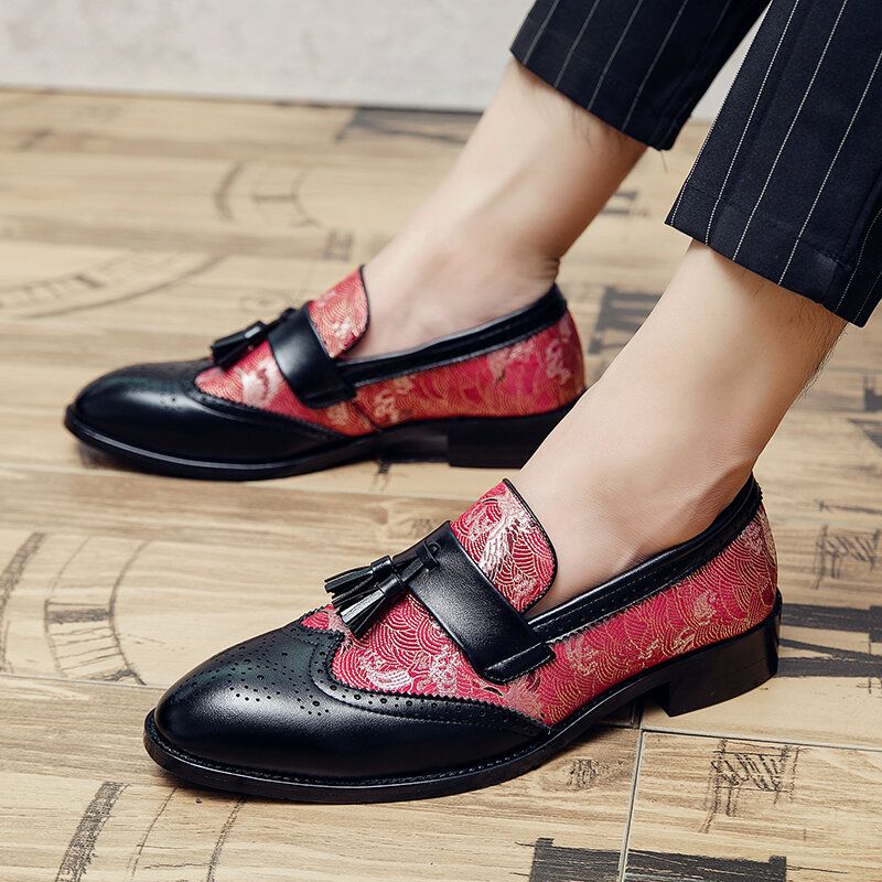 Herr Microfiber Andas Mjuk Botten Vintage Fringe Slip On Casual Business Skor