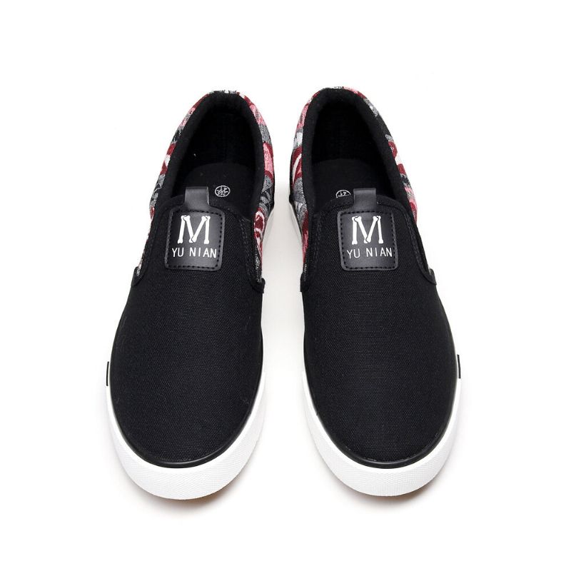 Män Canvas Andas Slip On Halkfria Mjuka Casual Court Skor