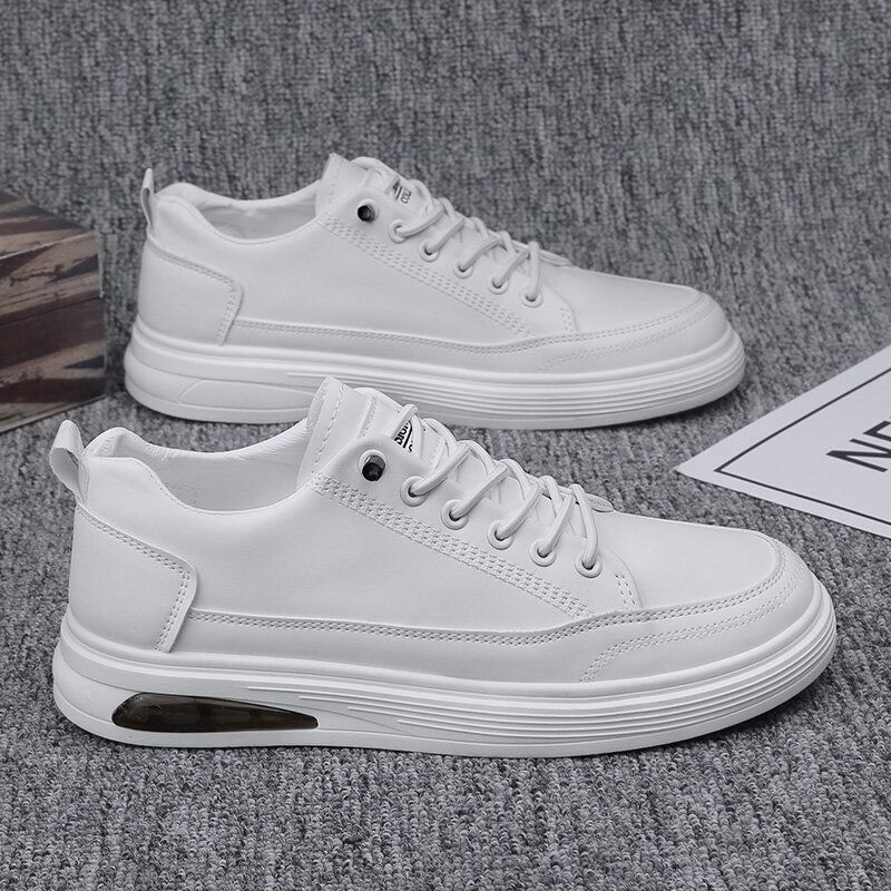 Män Pure Color Pu-läder Vadderade Casual Skate Skor
