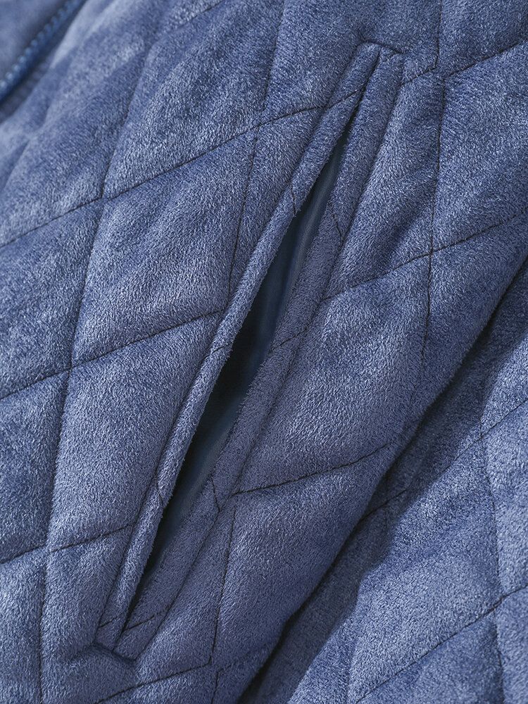 Herr Sammets Trend Lattice Solid Långärmad Smal Manschett Casual Jackor