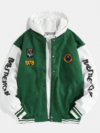 Herrlappar Med Tryckknappar Kontrast Casual Varsity Baseballjacka