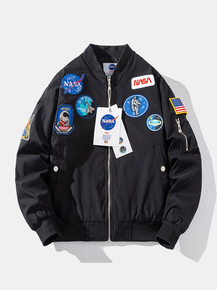 Män Astronaut Icon Pattern Nasa Baseball Collar Outdoor Jackor