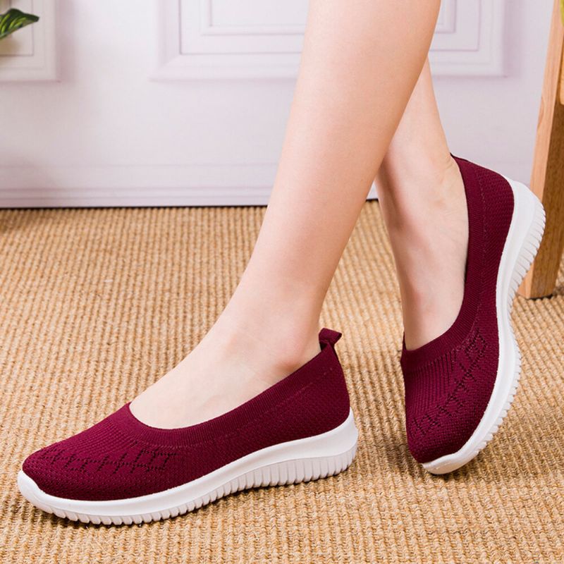 Kvinnor Mesh Andas Lätt Slip On Lazy Casual Flat Walking Skor
