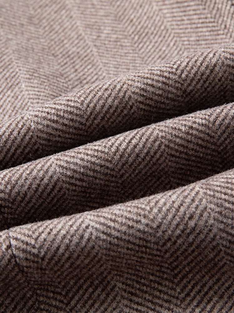 Warm Thicken Solid Color Pocket Business Enkelknäppta Trenchcoats För Män