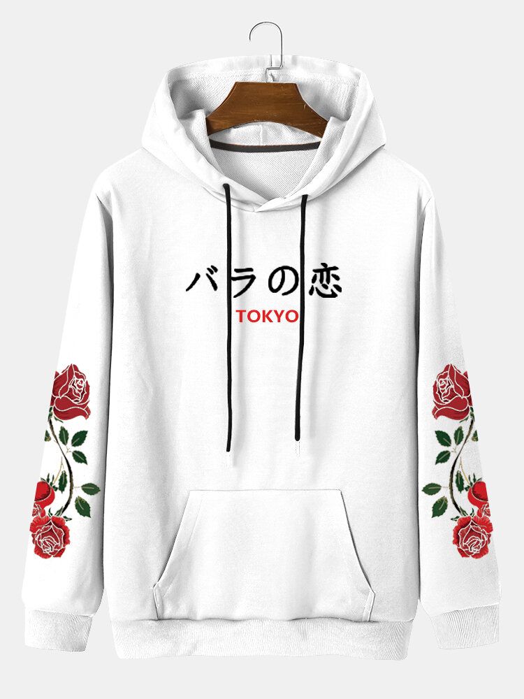 Casual Ros För Män Med Dragsko För Japanska Brev