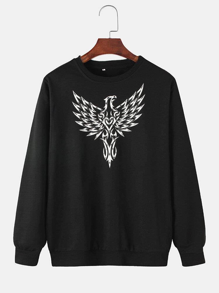 Herr Design Graphics Svart Pullover Långärmade Sweatshirts