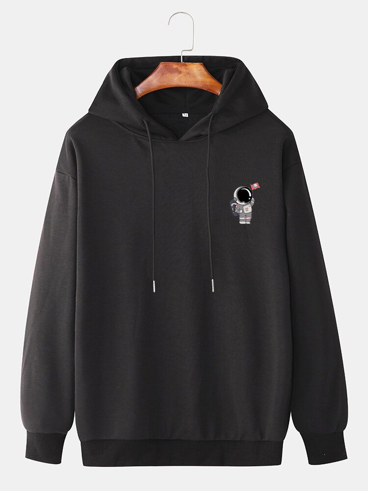 Herrguide Astronaut Enfärgad Pullover Casual Luvtröja Med Dragsko