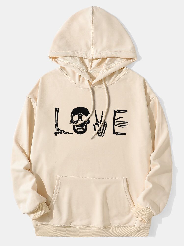 Hoodies Med Dragsnöre För Män För Män Halloween Brevhuvud Med Känguruficka