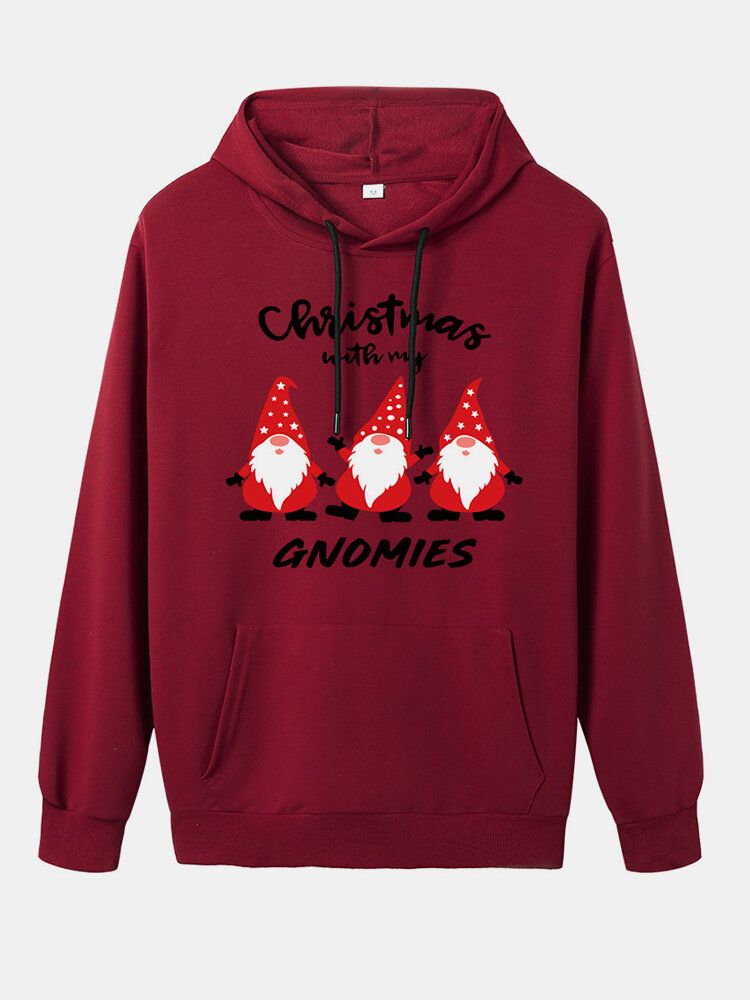 Jul Kvinnor Tecknad Santa Claus Print Långärmad Hoodies Med Dragsko