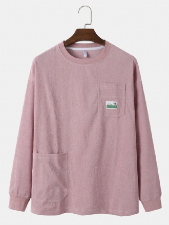 Manchester Herr Solid Preppy Loose Tag Hoodie Med Fickor