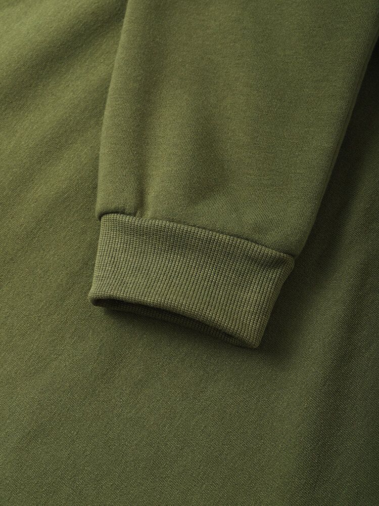 Massiv Plisserad Fleece För Män Casual Tröja Med Rund Hals