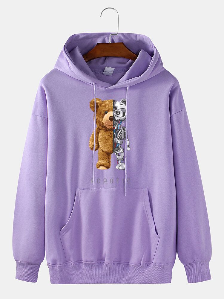 Mekaniskt Björntryck Herr Bomull Dagligt Dragtröja Hoodie