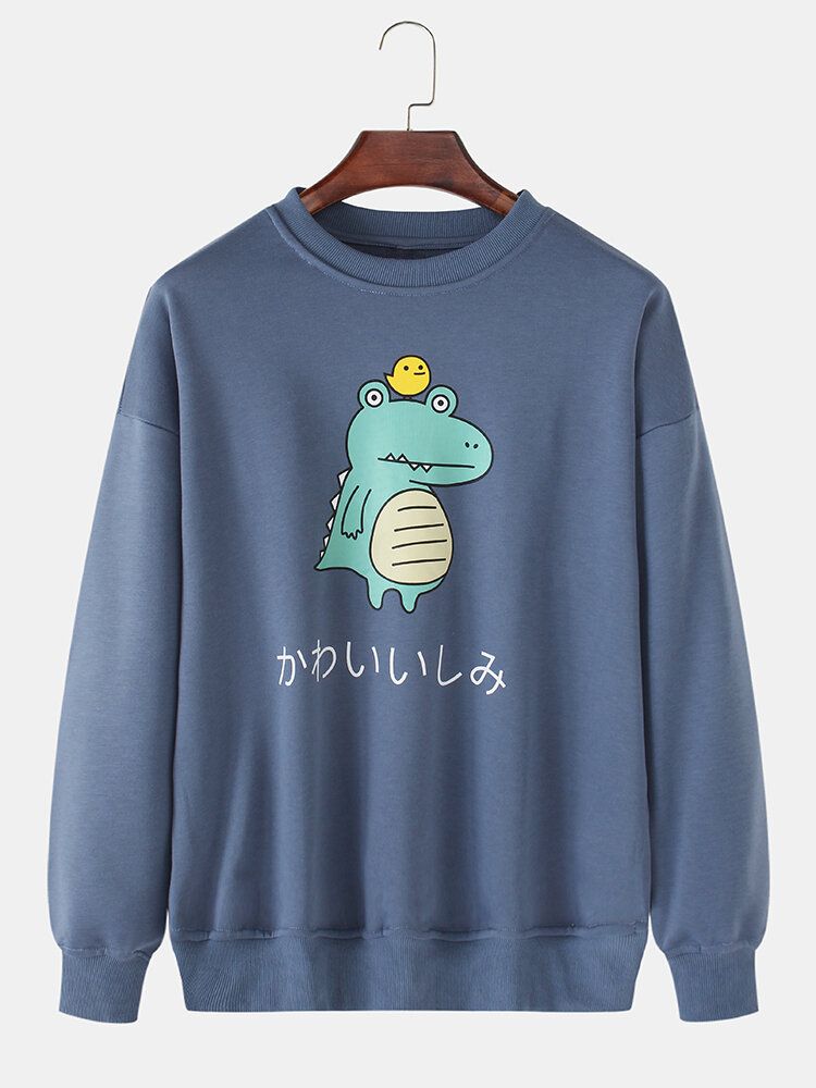 Tecknad Djurtrycktröja För Män Dtop Shoulder Sweatshirts