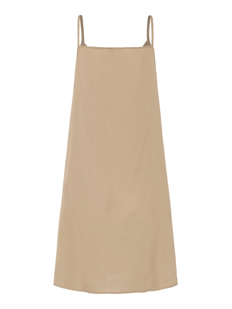 Casual Suspender Solid Sleeve Sommarklänning För Kvinnor