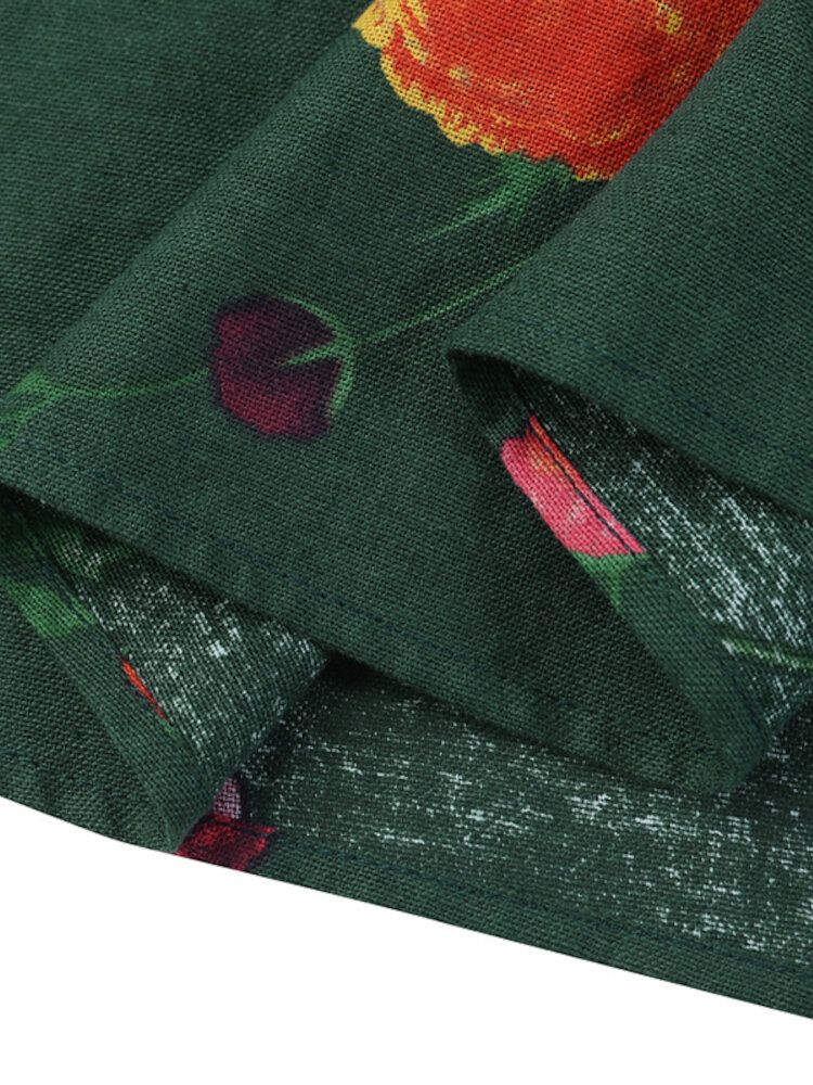 Kvinnor Bohemian 100% Bomull Blommiga Tryckta Ankellånga Midiklänningar