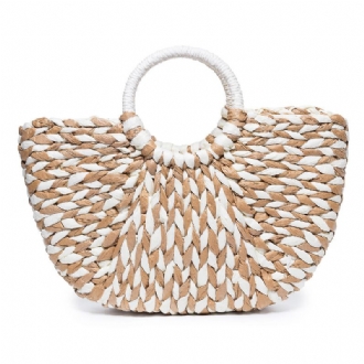 Dam Sommar Halmväska Handväska Outdoor Casual Väska Handtag Satchel