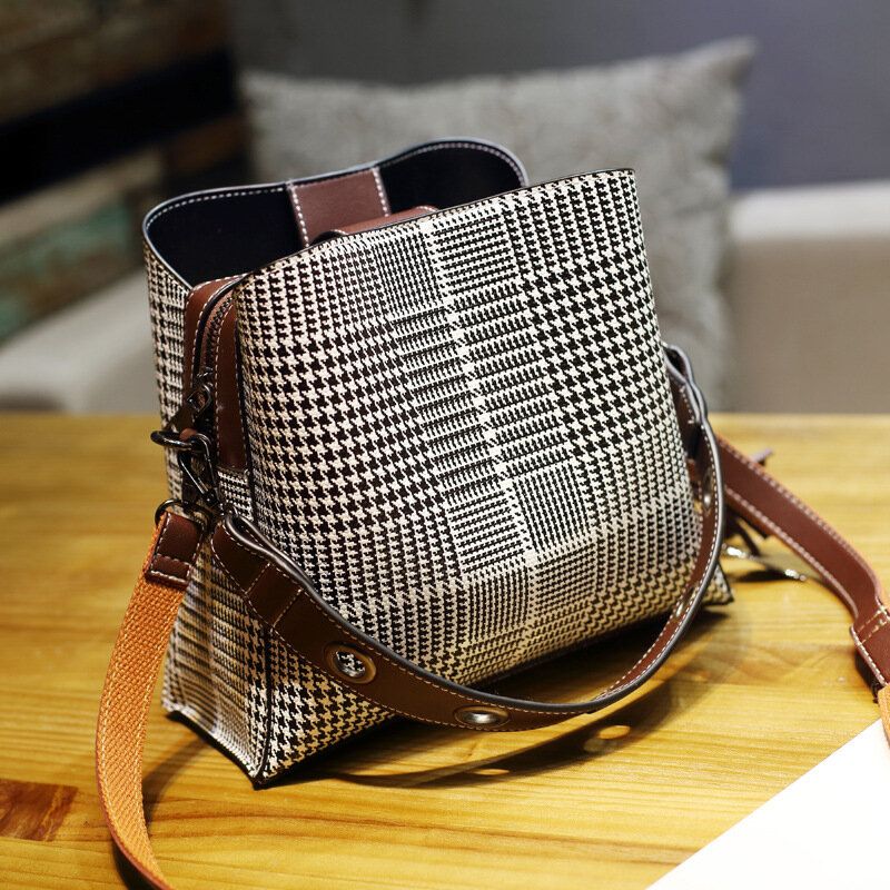 Dam Vintage Crossbody-väska I Konstläder Axelväskor Bucket Bag Crossbody-väska