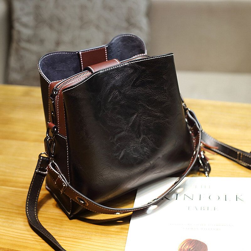 Dam Vintage Crossbody-väska I Konstläder Axelväskor Bucket Bag Crossbody-väska