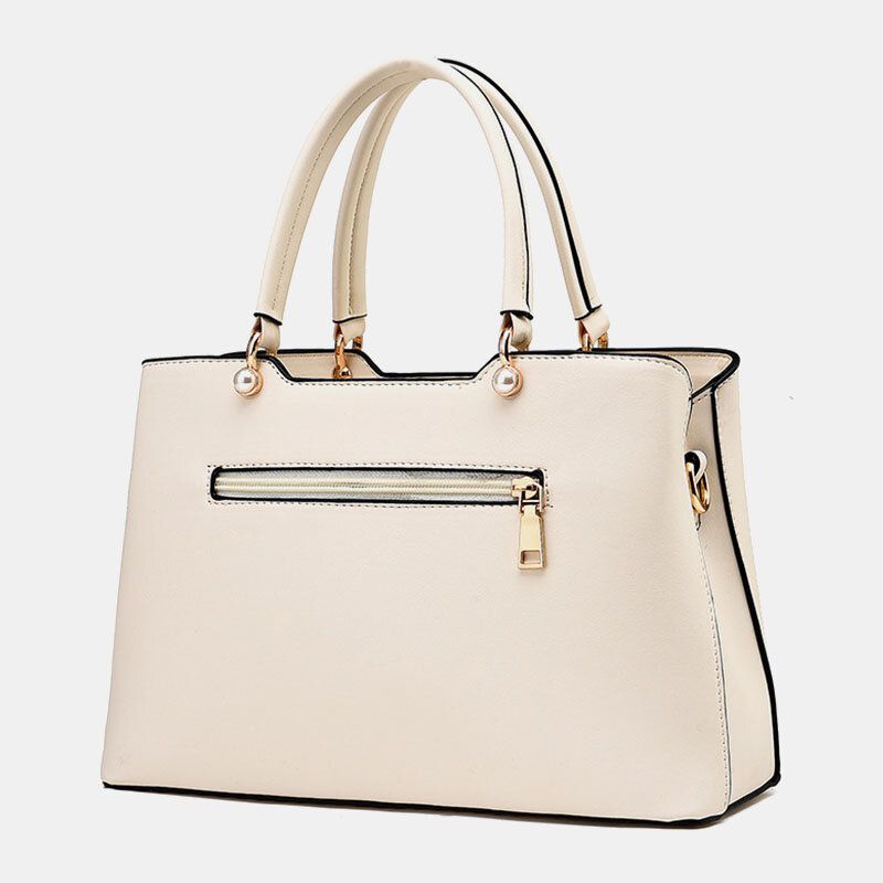 Dam Vintage Kinesisk Stil Gardenia Flower Brodered Handväska Stor Kapacitet Multi-ficka Multi-bära Pu Leahter Crossbody Bag