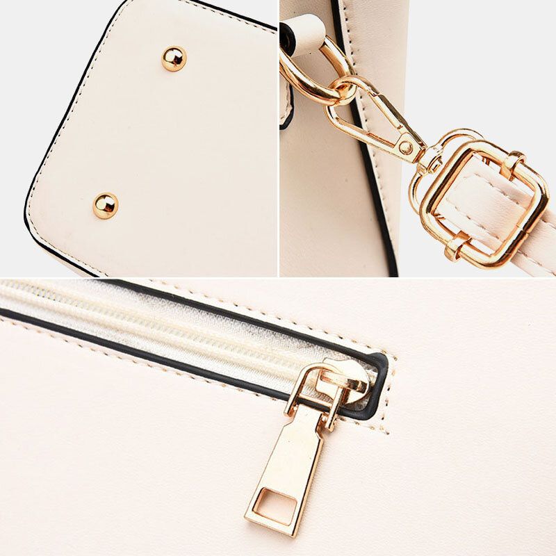 Dam Vintage Kinesisk Stil Gardenia Flower Brodered Handväska Stor Kapacitet Multi-ficka Multi-bära Pu Leahter Crossbody Bag