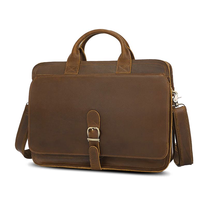 Herr Konstläder Vintage Portfölj Multifunktionell Arrangör Med Stor Kapacitet Datorhandväska Crossbody-väska