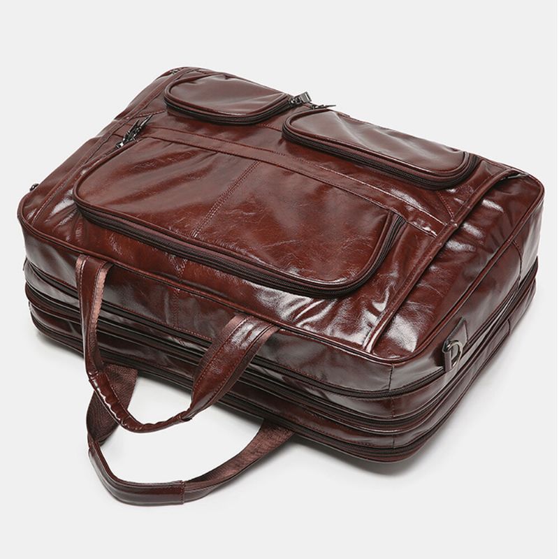 Herr Multifunktion Multi-pocket Vattentät 156 Tums Bärbar Datorväska Portfölj Business Handväska Crossbody Väska Lärarväska