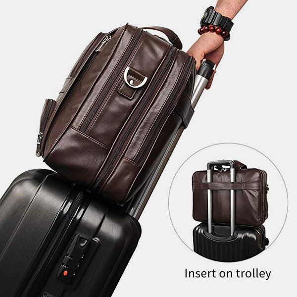 Herr Multifunktion Multi-pocket Vattentät 156 Tums Bärbar Datorväska Portfölj Business Handväska Crossbody Väska Lärarväska