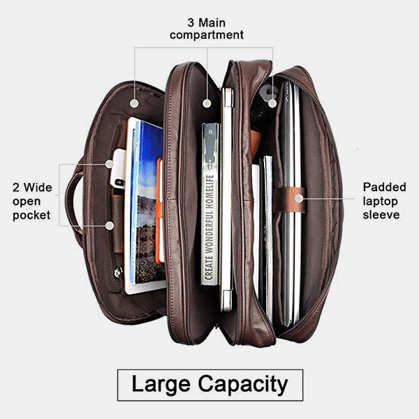 Herr Multifunktion Multi-pocket Vattentät 156 Tums Bärbar Datorväska Portfölj Business Handväska Crossbody Väska Lärarväska
