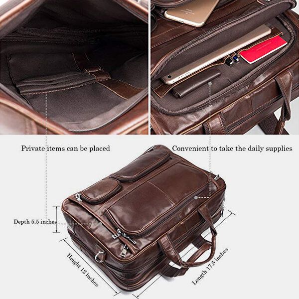 Herr Multifunktion Multi-pocket Vattentät 156 Tums Bärbar Datorväska Portfölj Business Handväska Crossbody Väska Lärarväska