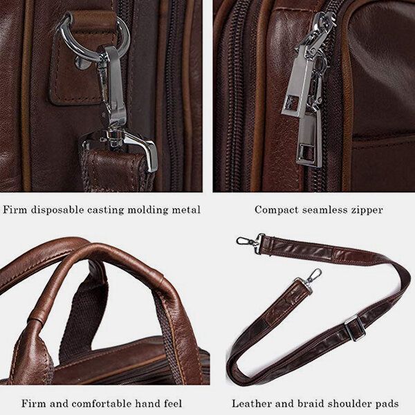 Herr Multifunktion Multi-pocket Vattentät 156 Tums Bärbar Datorväska Portfölj Business Handväska Crossbody Väska Lärarväska