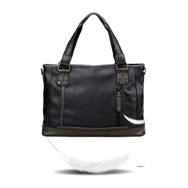 Män Konstläder Lätt Portfölj Handväska Casual Axelväska Med Stor Kapacitet Messenger Bag