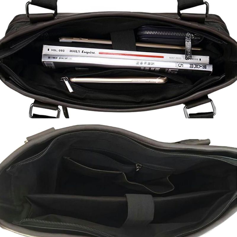 Män Konstläder Lätt Portfölj Handväska Casual Axelväska Med Stor Kapacitet Messenger Bag
