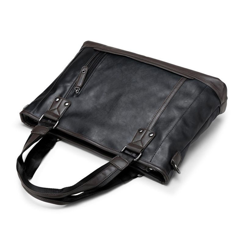 Män Konstläder Lätt Portfölj Handväska Casual Axelväska Med Stor Kapacitet Messenger Bag