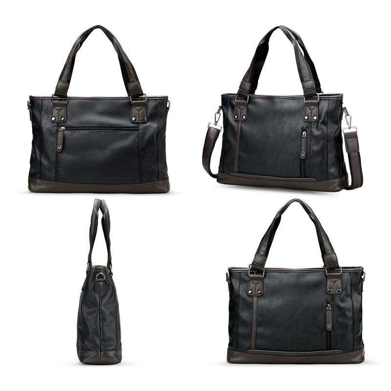 Män Konstläder Lätt Portfölj Handväska Casual Axelväska Med Stor Kapacitet Messenger Bag