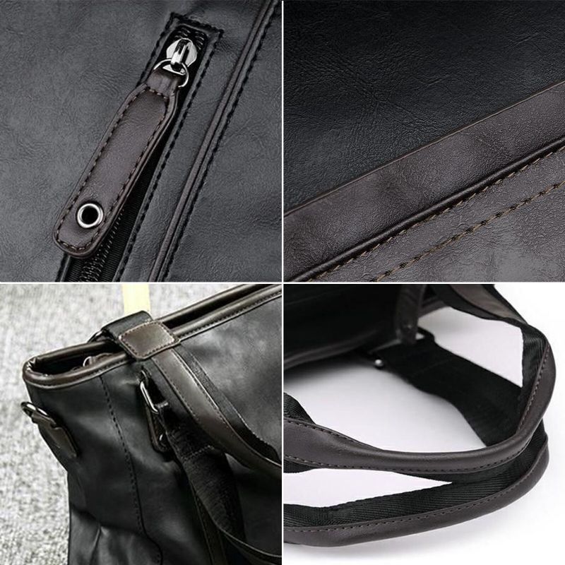 Män Konstläder Lätt Portfölj Handväska Casual Axelväska Med Stor Kapacitet Messenger Bag