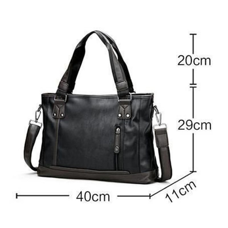 Män Konstläder Lätt Portfölj Handväska Casual Axelväska Med Stor Kapacitet Messenger Bag