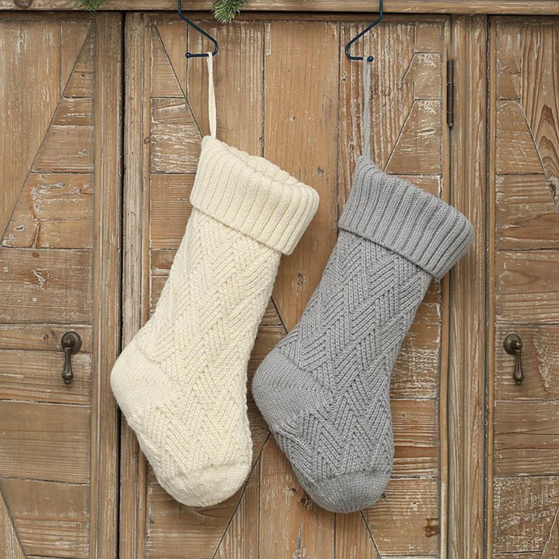 Stickade Julstrumpor Presentpåsar Christmas Lingge Wool Sock
