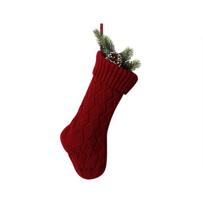 Stickade Julstrumpor Presentpåsar Christmas Lingge Wool Sock