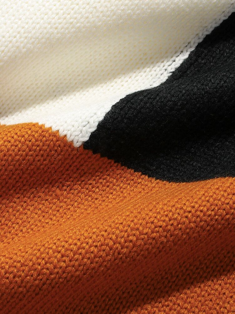 Herr Kontrastfärg Abstrakt Figurtryck Rundringad Casual Tröja